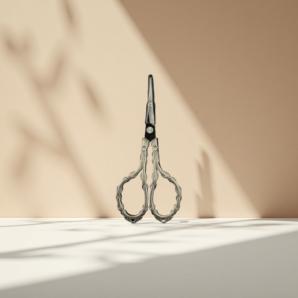 Silver carved scissors, stainless steel scissors, multi-functional for household fabric cutting and paper-cutting Application Scenario