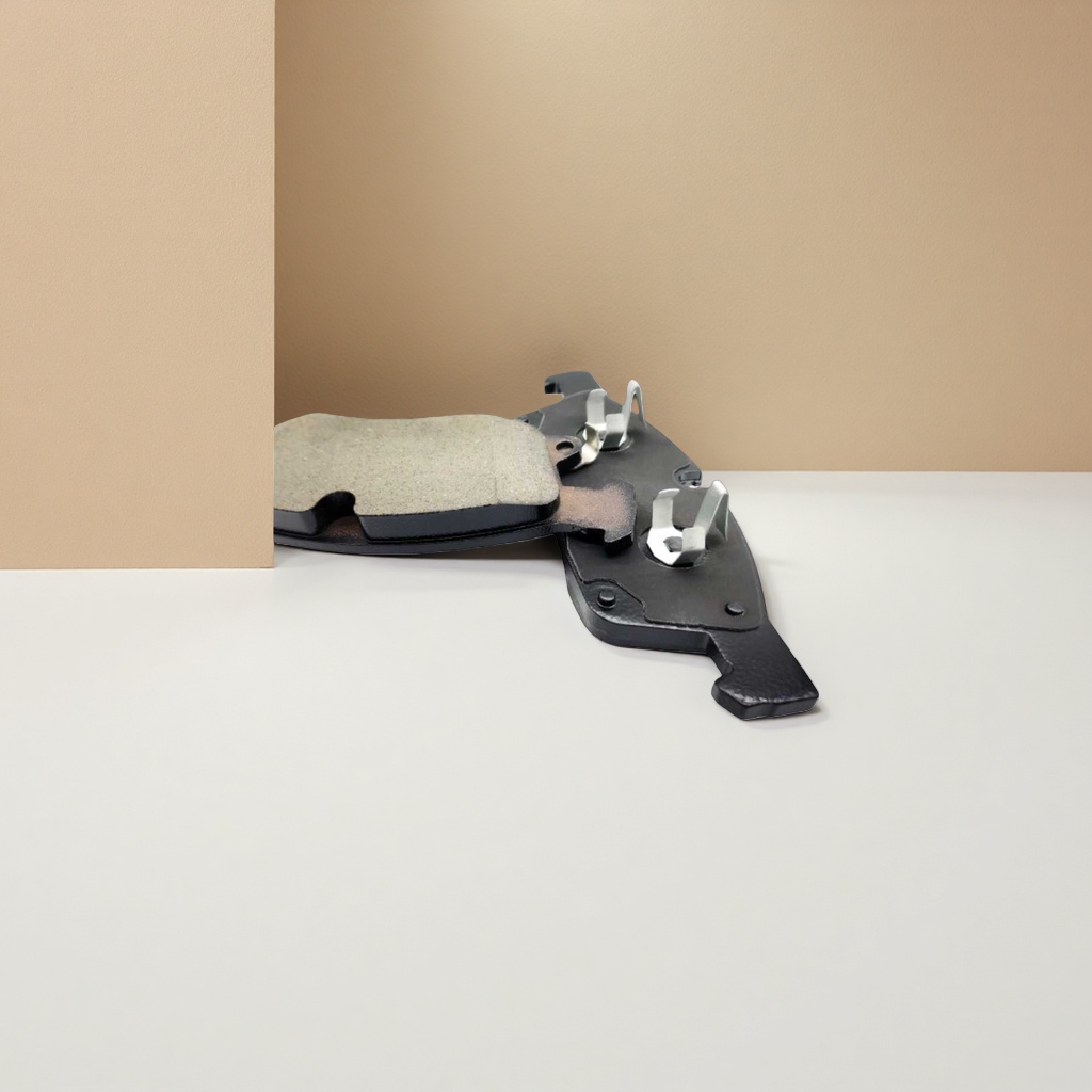 A pair of front wheel ceramic brake pads for automobiles is compatible with multiple vehicle models