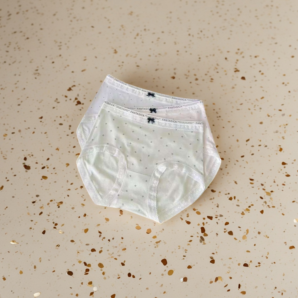 Soft color series: white dots and black bow underpants details Picture