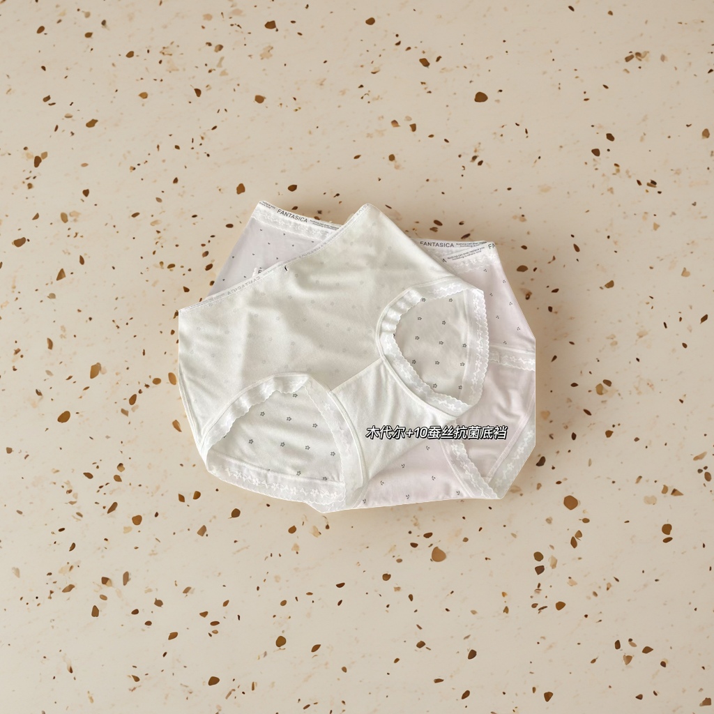 Soft color series: white dots and black bow underpants Specification image