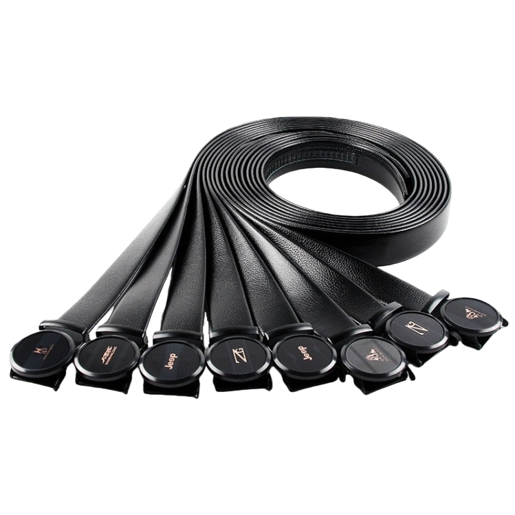 Black genuine leather men's belt is a fashionable, simple and versatile style Item Picture