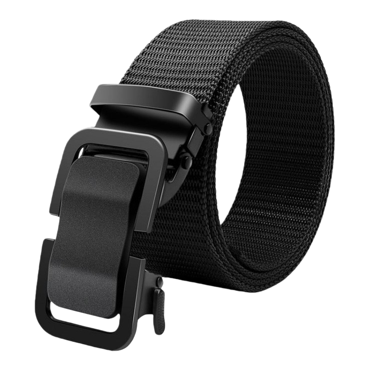 A black fabric belt with a black metal buckle is a versatile men's casual belt Item Picture