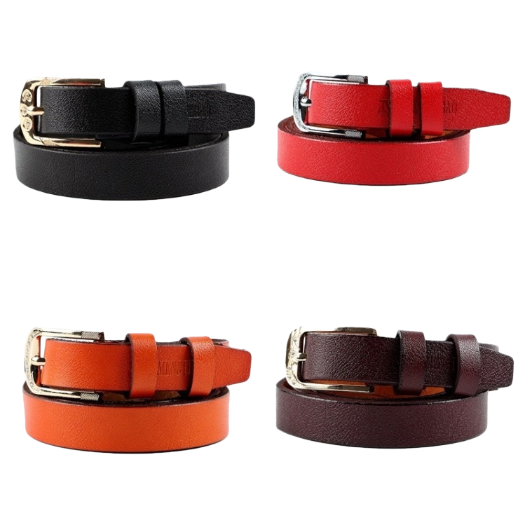 Leather men's self-locking belt, 3.5cm wide, available in black and brown Item Picture
