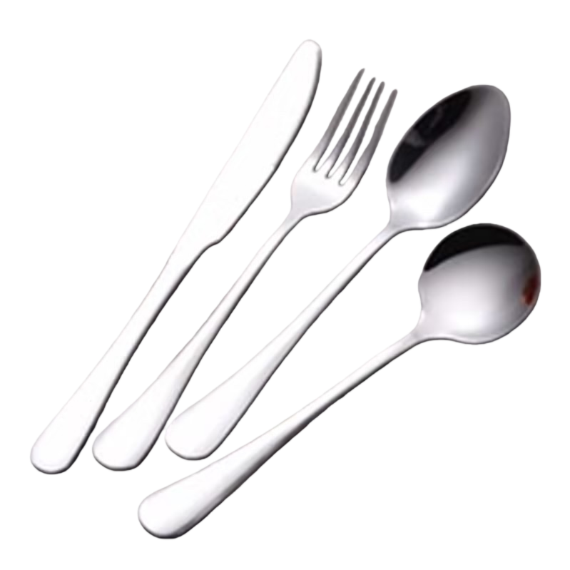 Stainless steel tableware set, three-piece knife, fork and spoon set, home, portable, travel, simple style Item Picture