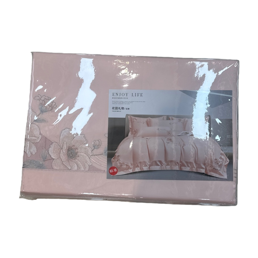 Pink floral pattern bedding set, four-piece set, pure cotton summer quilt cover and pillowcase Item Picture