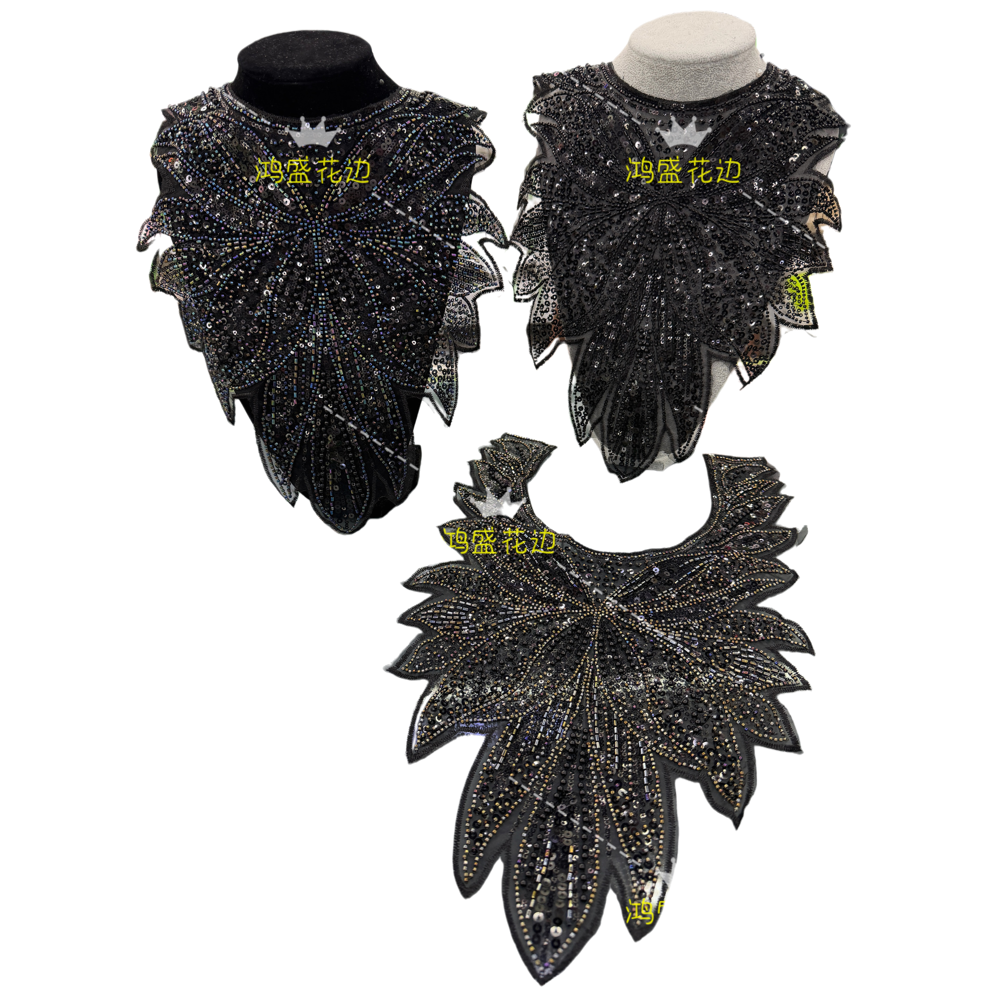 Black sequined decorative collar accessory is a fashionable and versatile women's collar accessory Item Picture