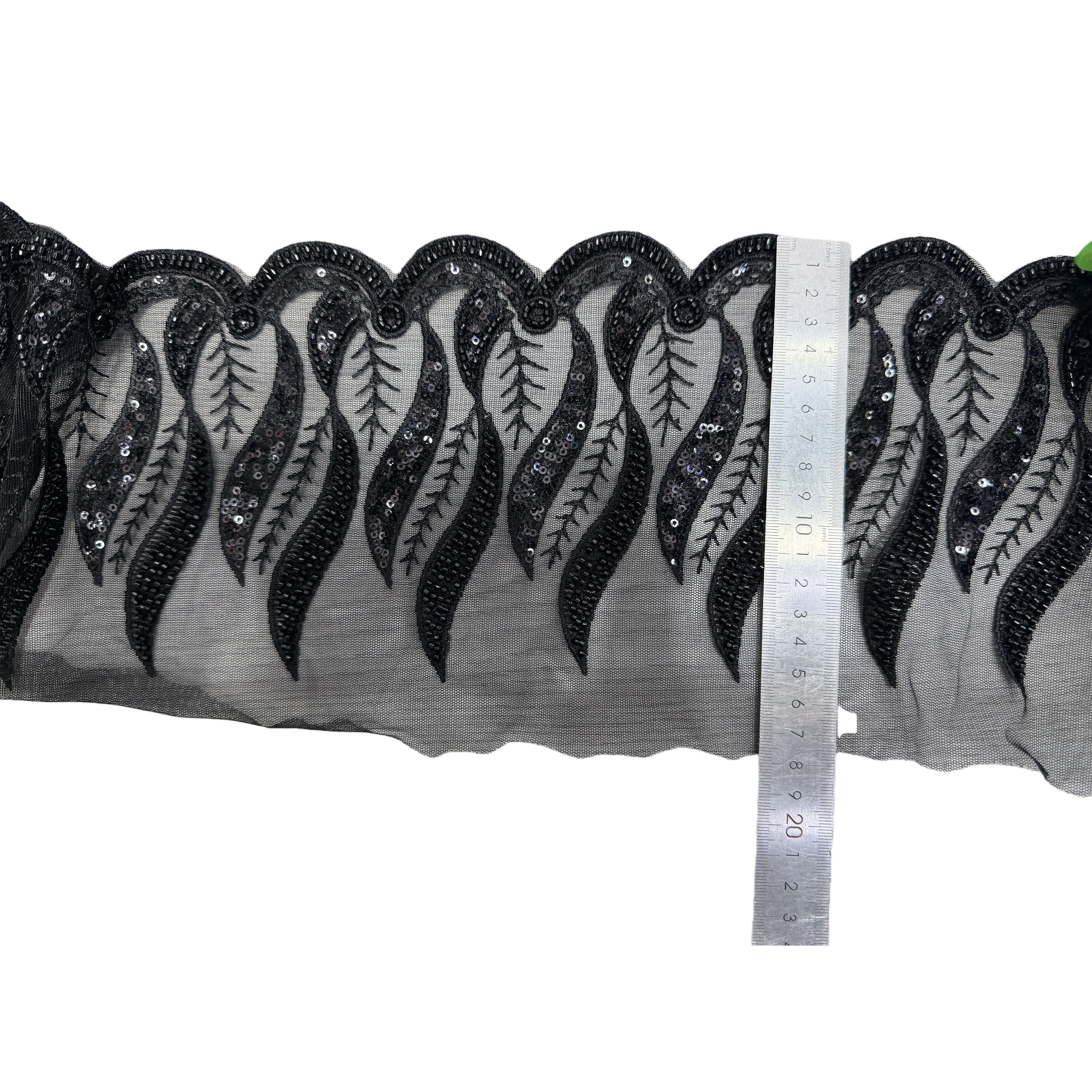 DIY hand-stitched accessories for black sequined lace trim fabric Item Picture