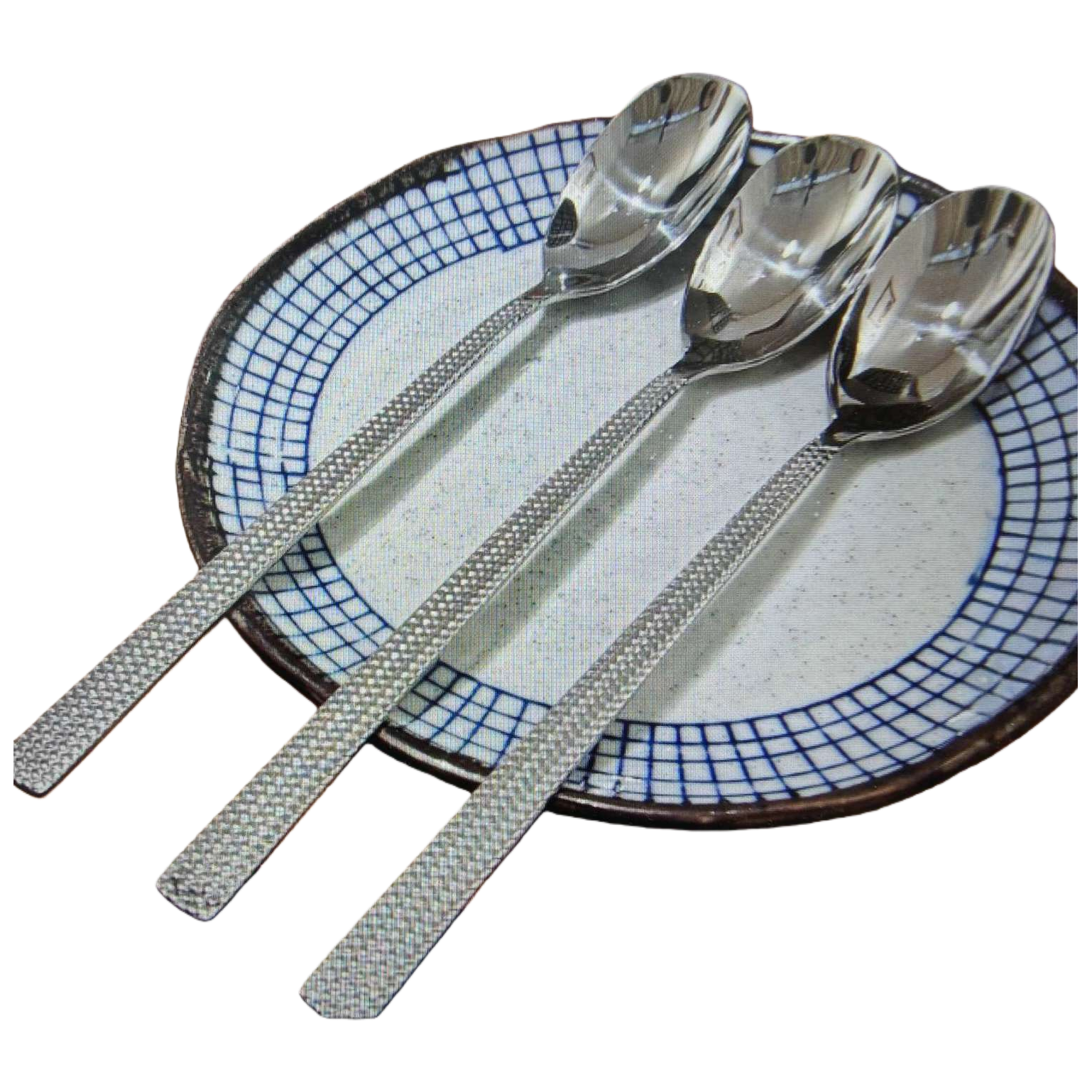 不锈钢餐具勺子家用加厚防烫汤勺饭勺套装白底实物图