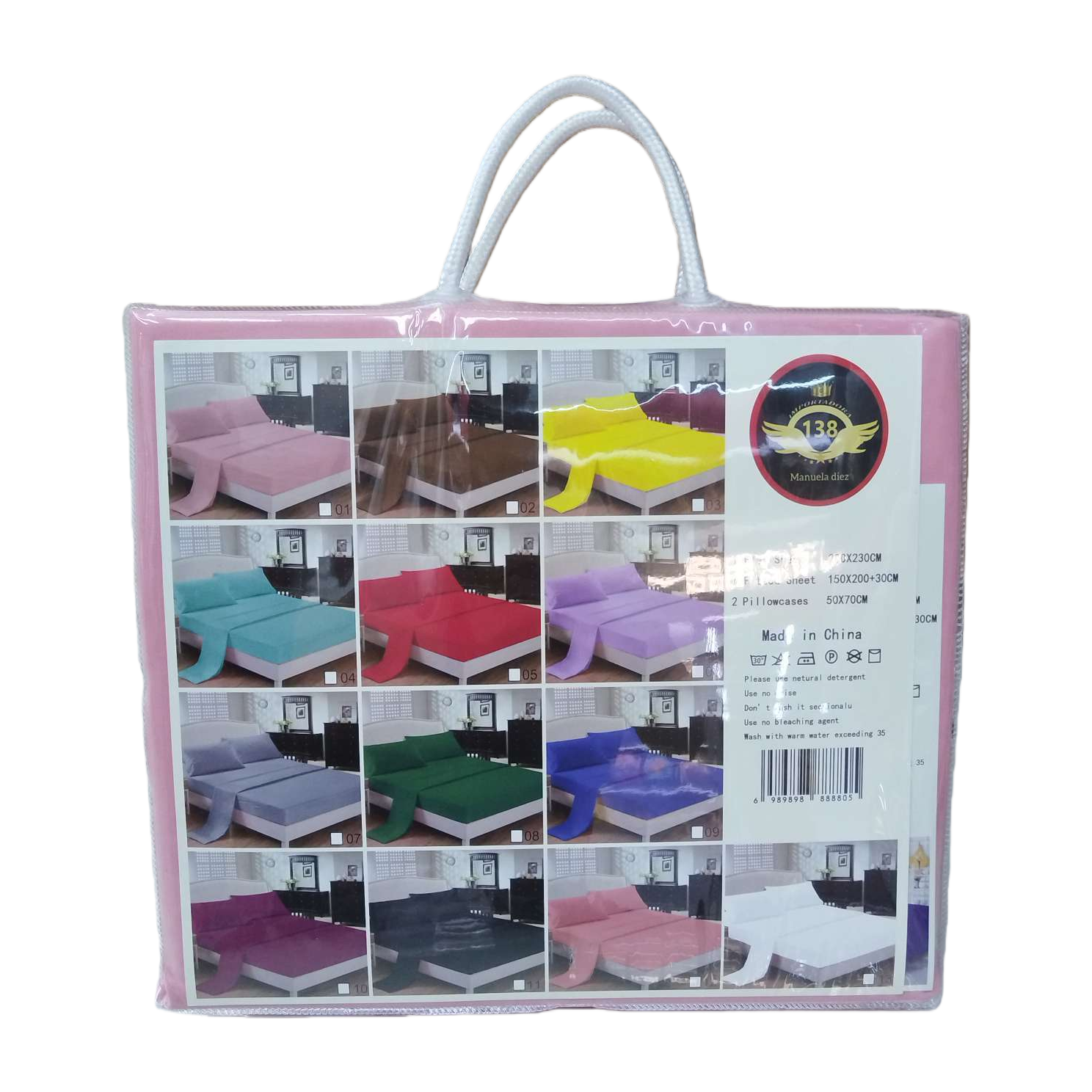 The bedding set includes a packaging bag, pure cotton four-piece set, duvet cover, pillowcase and bed sheet Item Picture