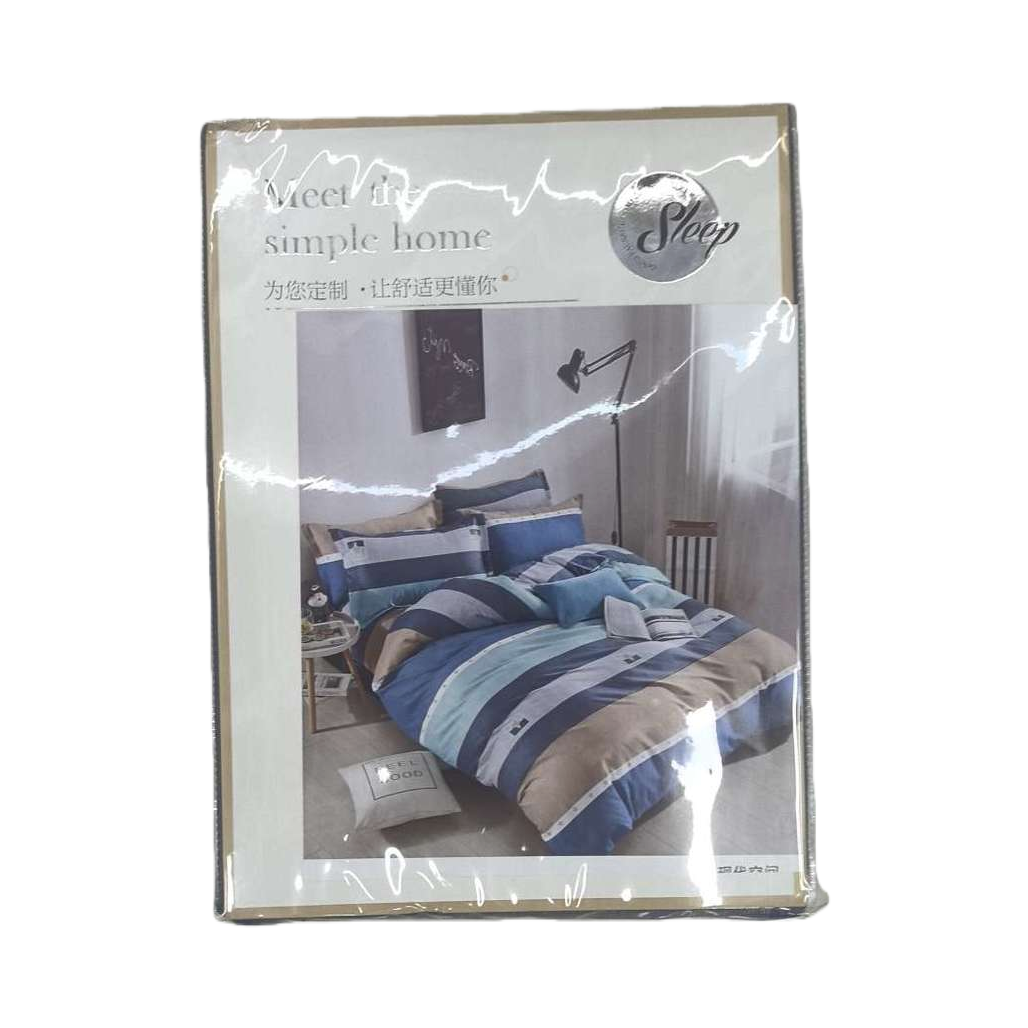 Conjunto de cama de algodón 4 piezas funda edredón sábanas funda de almohada 100% algodón estampado piel suave Item Picture