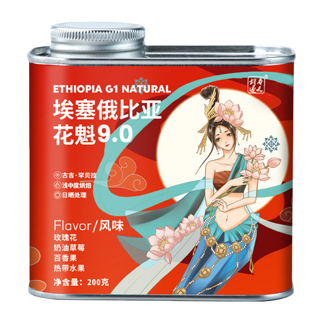 埃塞俄比亚花魁9.0咖啡豆 300g 风味柑橘茉莉巧克力 咖啡罐装白底实物图