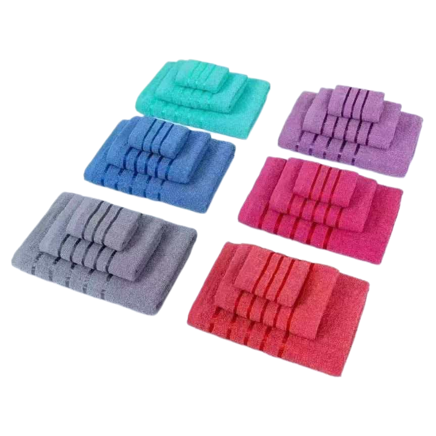 Colorful towel set, three-piece towel set, absorbent, quick-drying, soft and skin-friendly Item Picture