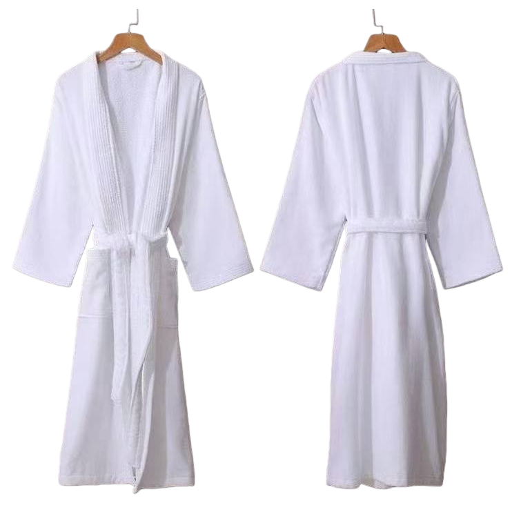 Thick white pure cotton bathrobe for both men and women, 100% cotton Item Picture