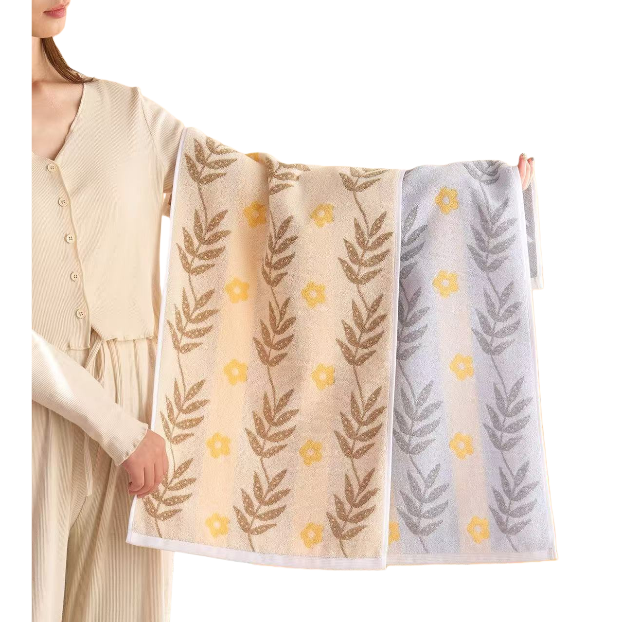 Floral patterned pure cotton towel thickened, absorbent and quick-drying, for bathroom use Item Picture