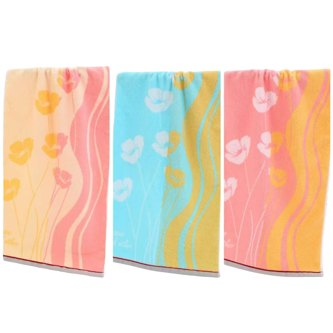 Colorful floral pattern pure cotton towel 30x70cm, water-absorbing, quick-drying, soft and skin-friendly Item Picture