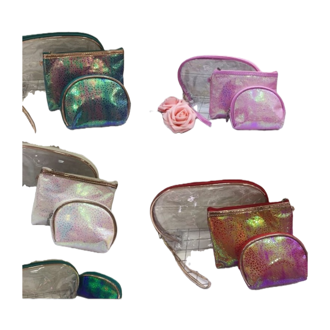 Rainbow luster makeup bag, large-capacity portable toiletry and storage bag, ladies' travel makeup bag Item Picture