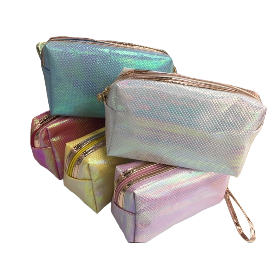 Rainbow-colored reflective makeup bag, large-capacity portable waterproof women's storage bag Item Picture