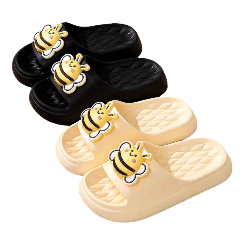 Cartoon bee-patterned cotton and linen home slippers are comfortable and anti-slip, unisply-style Item Picture