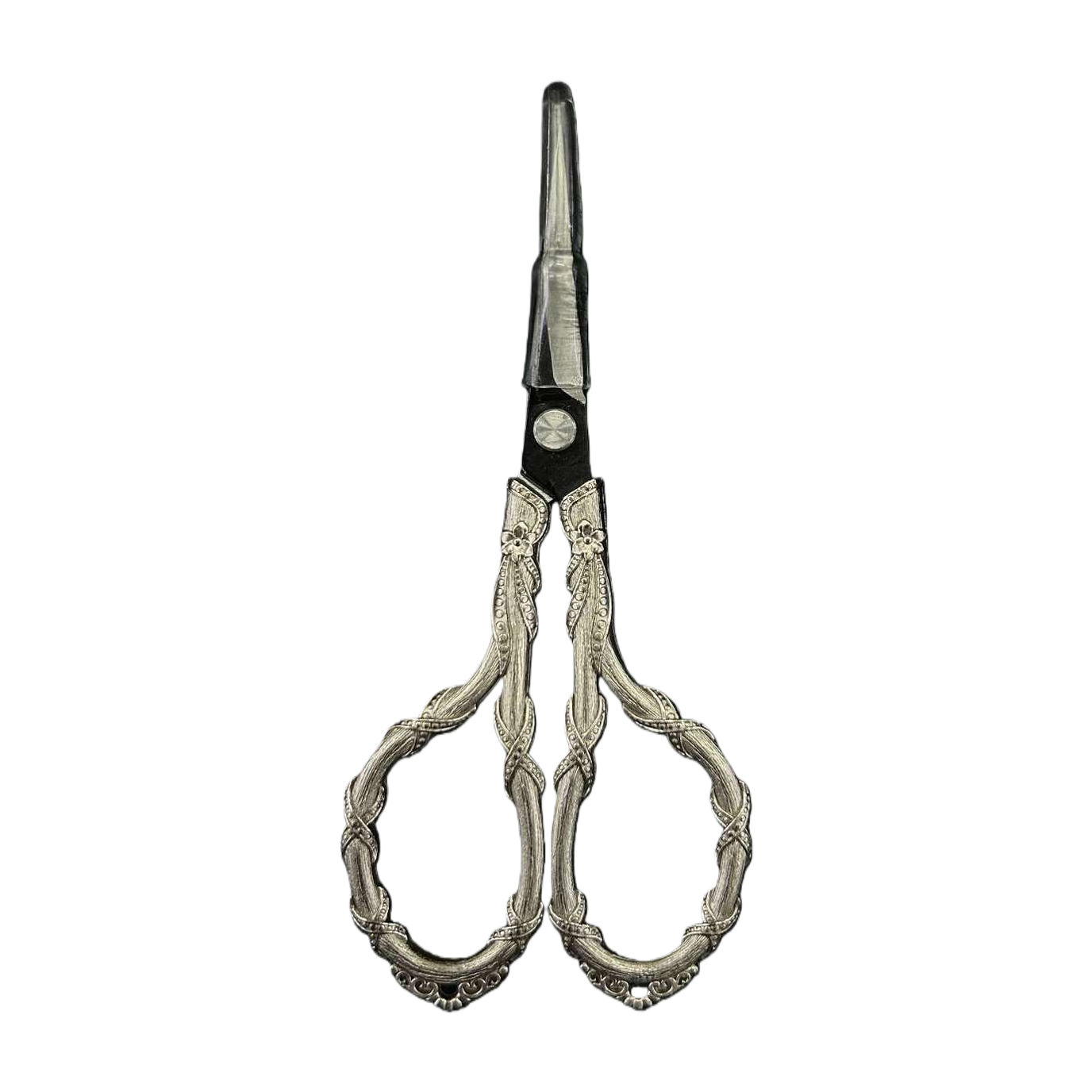 Silver carved scissors, stainless steel scissors, multi-functional for household fabric cutting and paper-cutting Item Picture