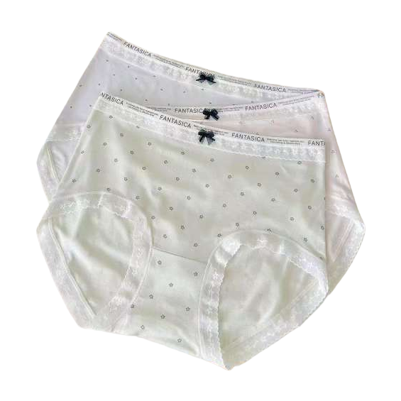 Soft color series: white dots and black bow underpants Item Picture