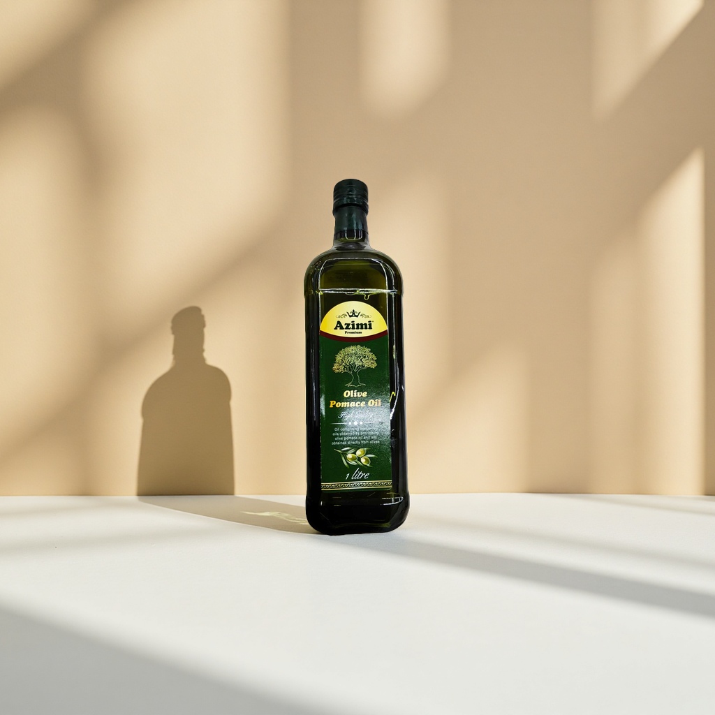 Azimi Premium Olive Pomace Oil, 500ml Mediterranean Flavor cold-pressed olive oil bottle Specification image