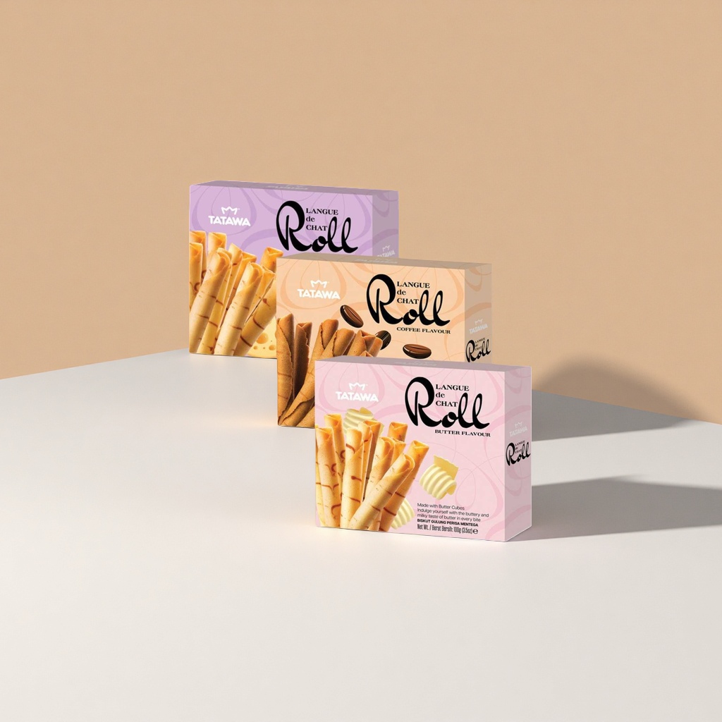 TATAWA Langue de Chat Roll Cookies in three flavors: Original, Coffee and butter Specification image