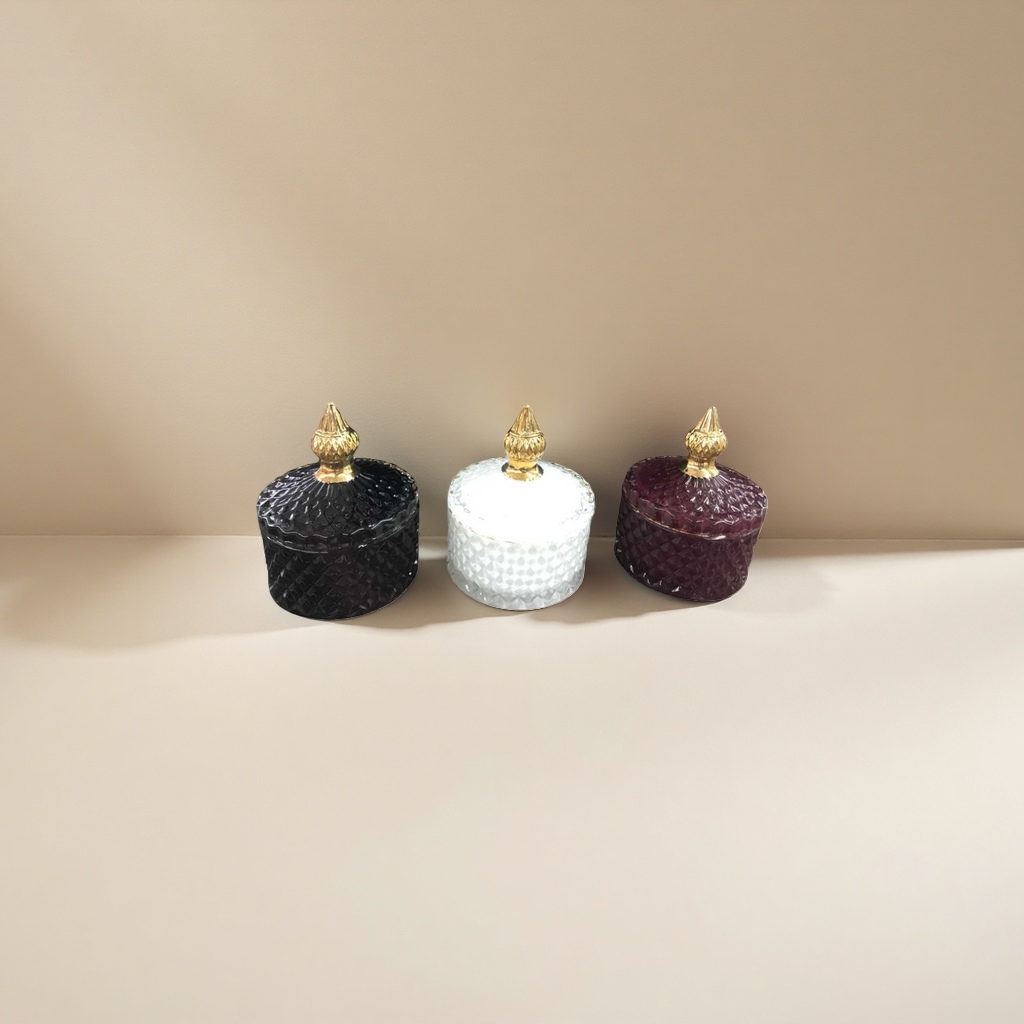 Three-piece set of gold-capped glass can jewelry details Picture
