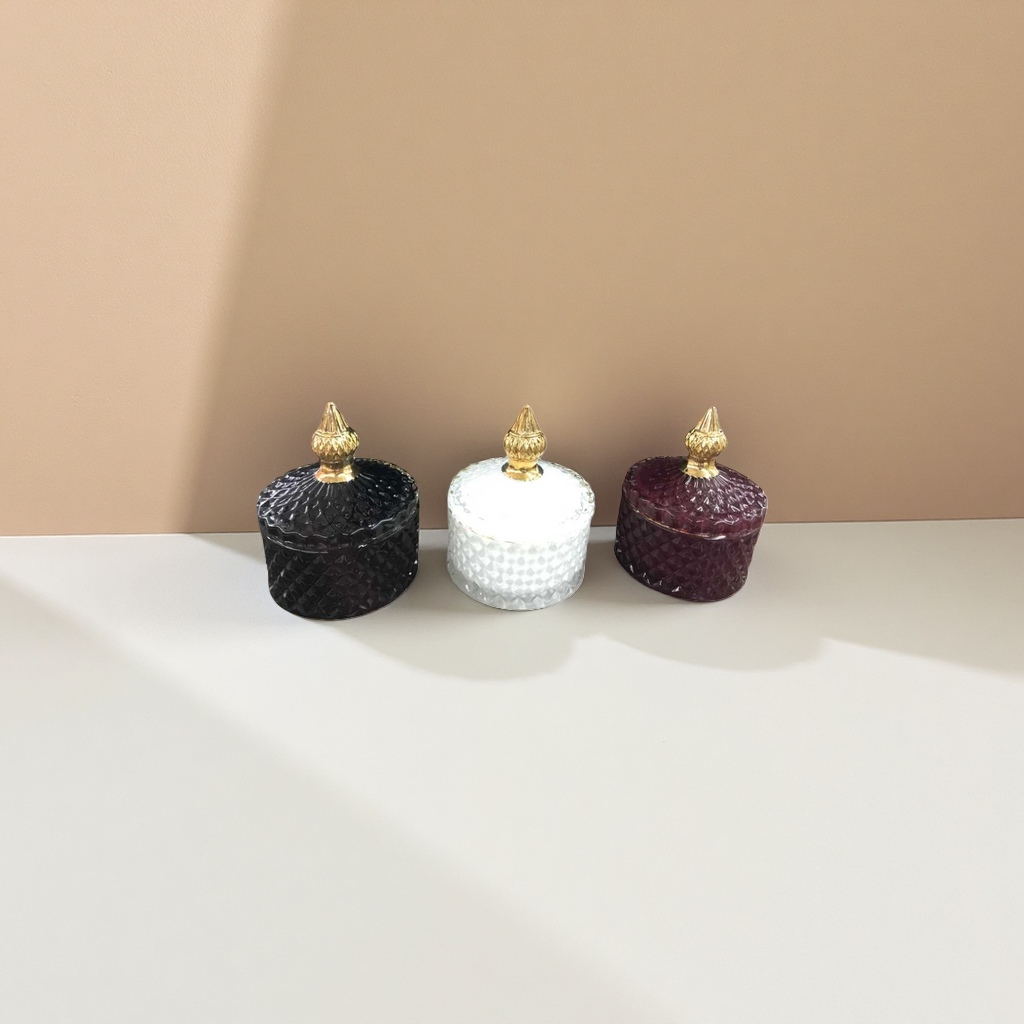 Three-piece set of gold-capped glass can jewelry