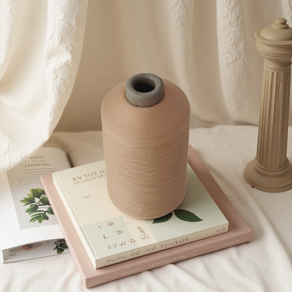 Light brown yarn rolls for hand-knitted wool crochet, made from a blend of cotton and linen Specification image