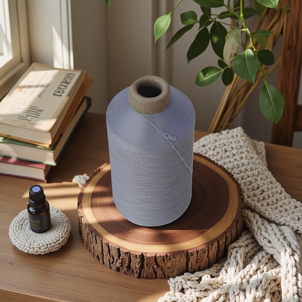 Grey yarn spool braided yarn, hand-crocheted yarn ball, detachable spool