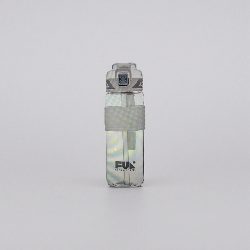 FUI SPORT BOTTLE Transparent plastic sports water bottle, grey cap handle, 1L Specification image