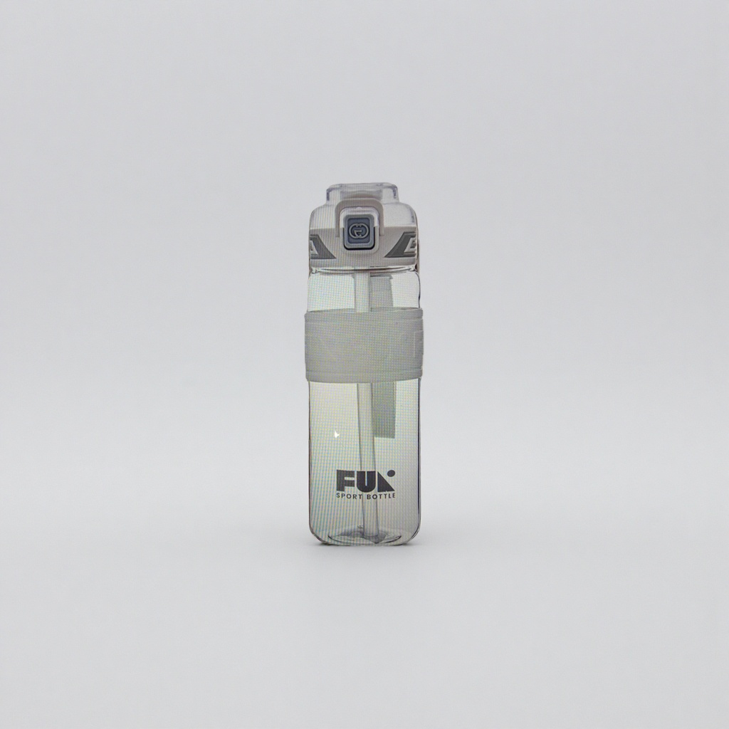 FUI SPORT BOTTLE Transparent plastic sports water bottle, grey cap handle, 1L details Picture