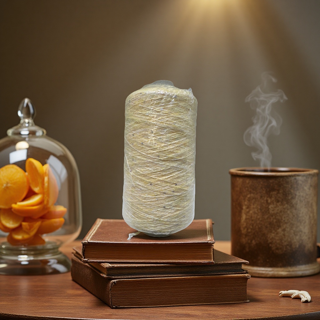 Yellow yarn rolls, hand-knitted woolen yarn, knitted yarn, cotton-linen blended yarn, 100 meters details Picture