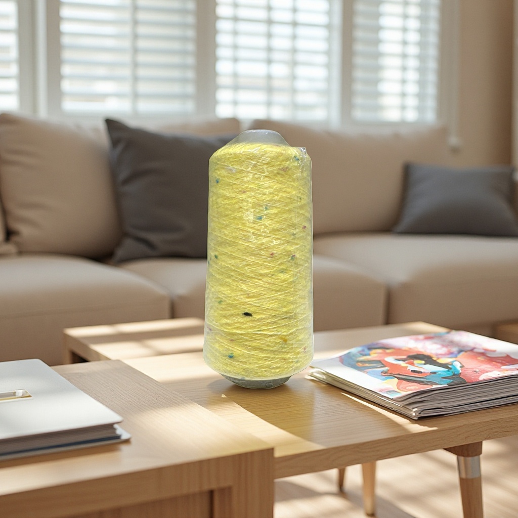 Yellow yarn rolls, hand-woven woolen yarn, woven yarn balls, cotton and linen blended yarn