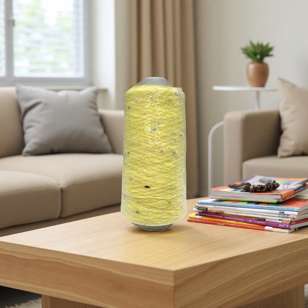 Yellow yarn rolls, hand-woven woolen yarn, woven yarn balls, cotton and linen blended yarn details Picture