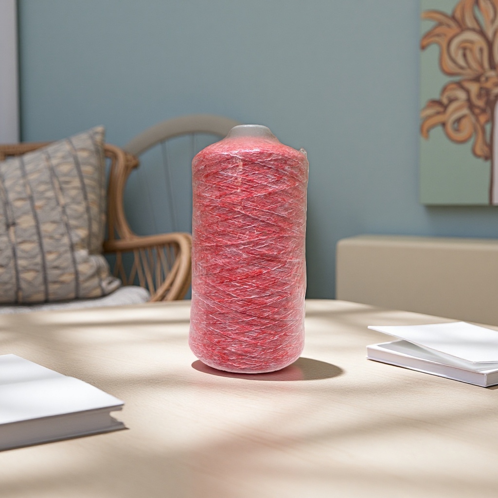 Red yarn spool braided wool hand-crochet, with selectable thickness and multiple strands twisted together