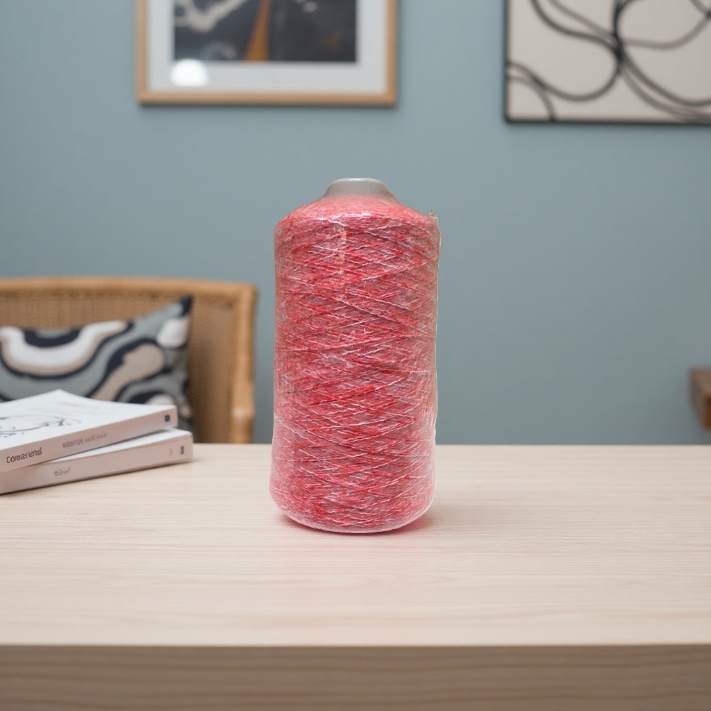 Red yarn spool braided wool hand-crochet, with selectable thickness and multiple strands twisted together details Picture