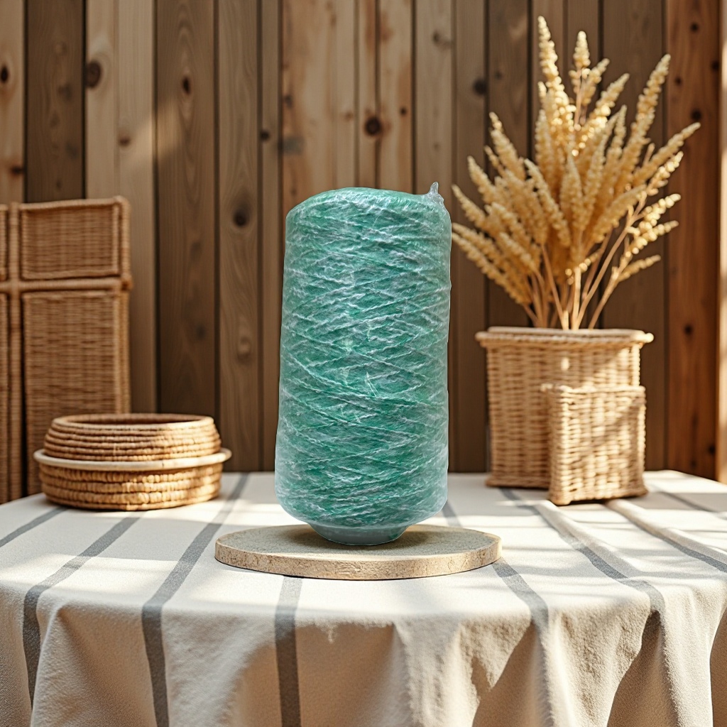 Green yarn spool braided wool hand-crochet, 100 meters of cotton-polyester blend details Picture