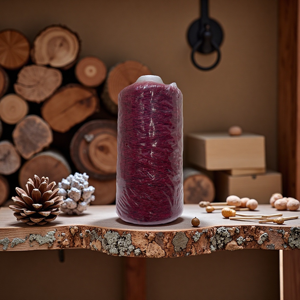 Deep red yarn rolls for hand-knitted wool crochet, cotton thread and acrylic blend