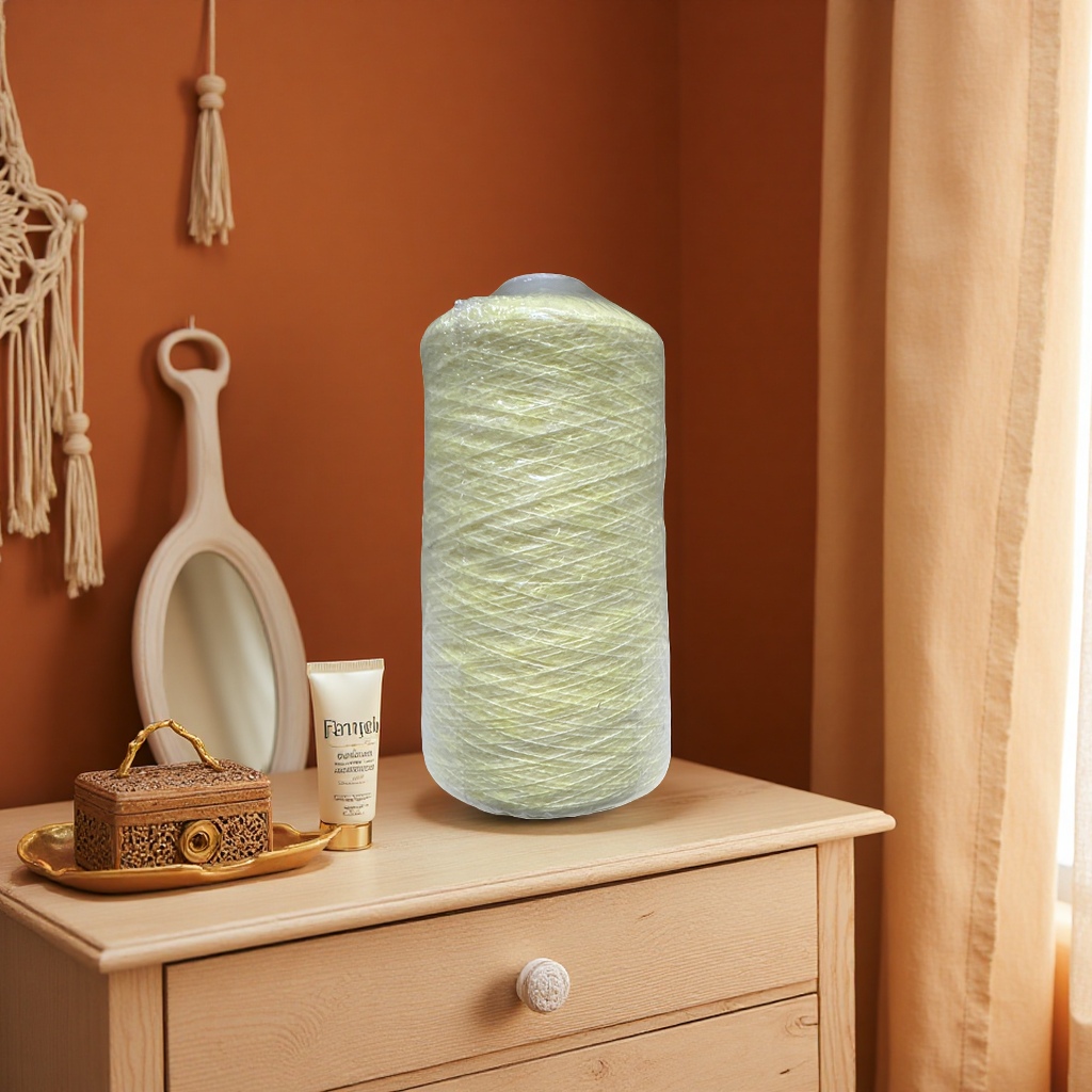Light yellow yarn rolls, hand-woven woolen yarn, woven yarn balls, cotton and linen blended yarn Specification image