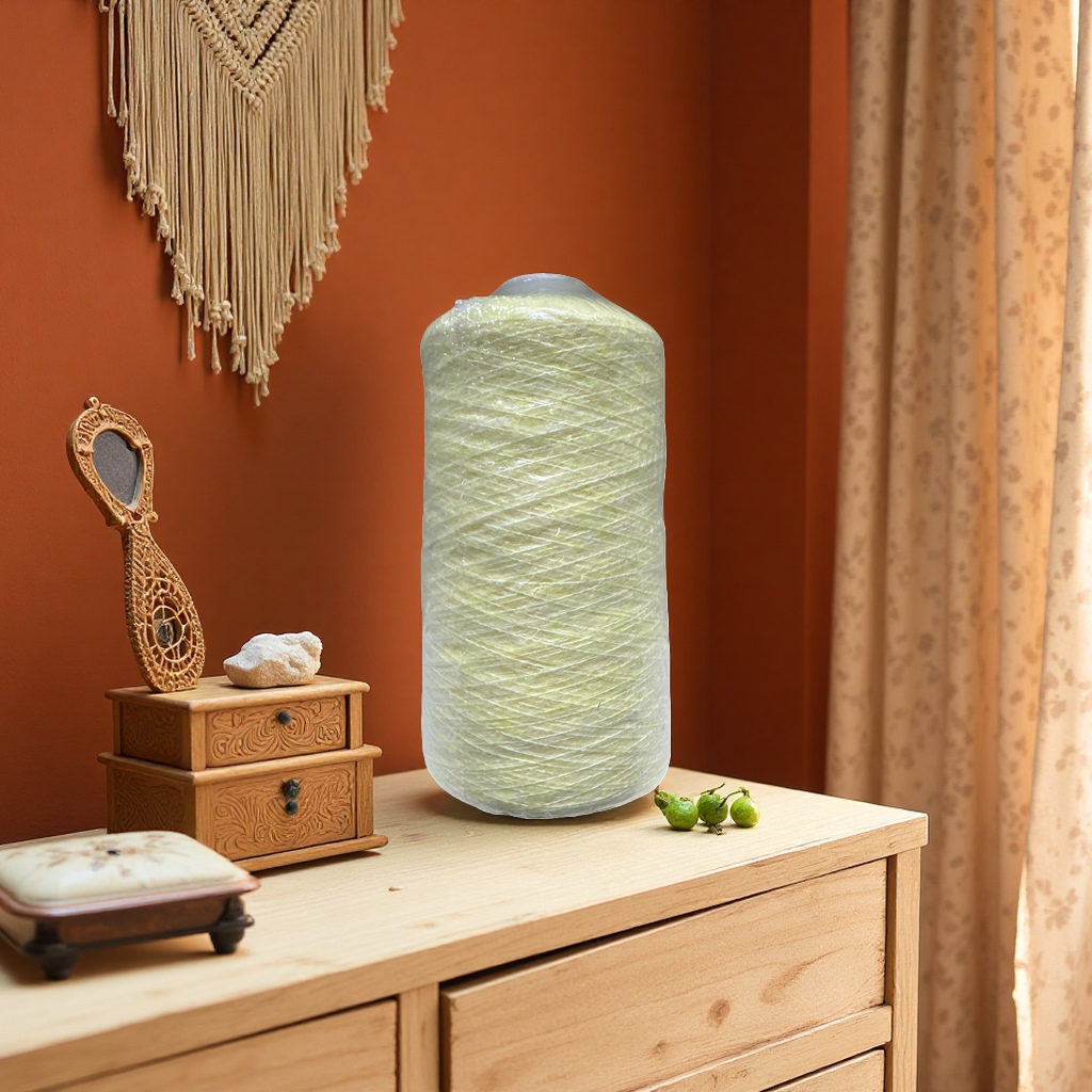 Light yellow yarn rolls, hand-woven woolen yarn, woven yarn balls, cotton and linen blended yarn