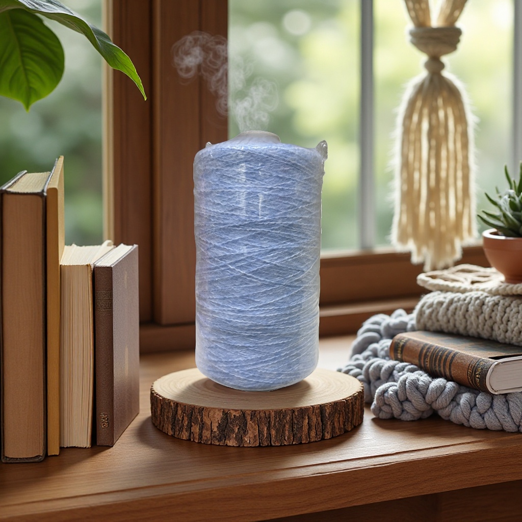 Light blue cotton yarn spool for DIY hand-woven wool Application Scenario