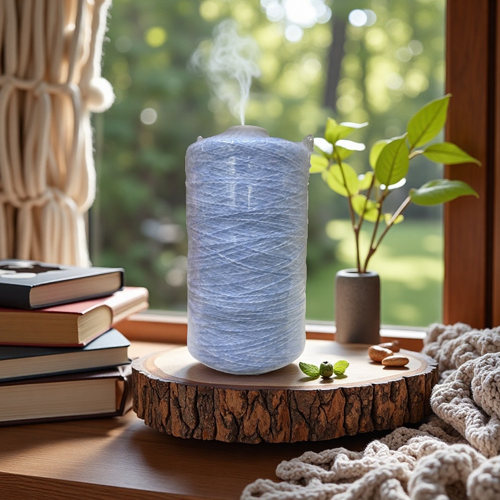 Light blue cotton yarn spool for DIY hand-woven wool