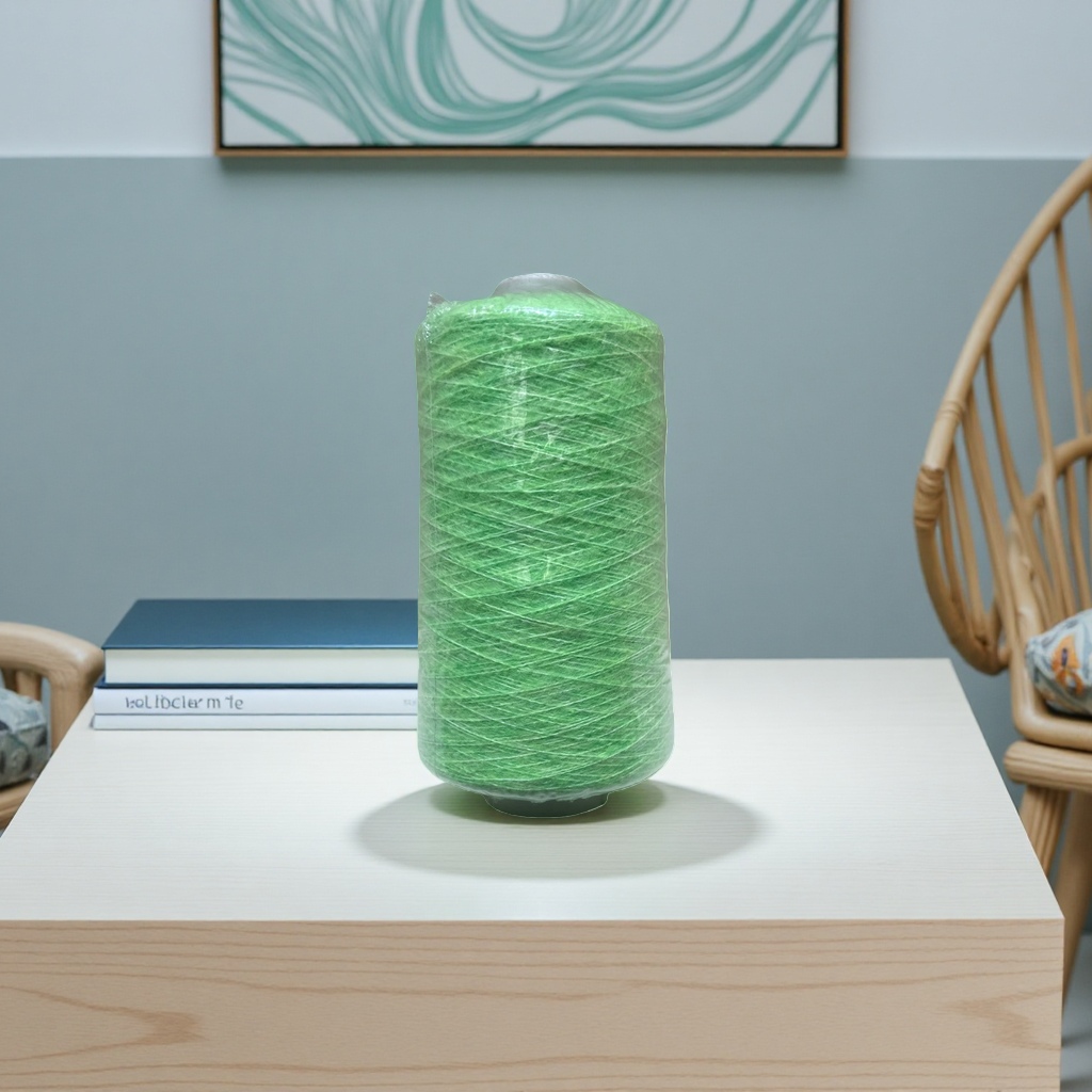 Green yarn, spool, knitted wool, hand crochet, cotton-polyester blend, 100 meters, 103030617 details Picture
