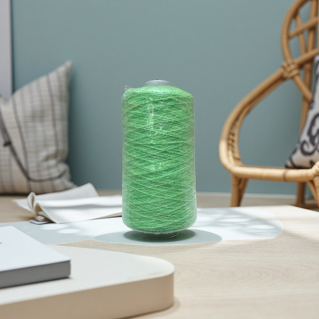 Green yarn, spool, knitted wool, hand crochet, cotton-polyester blend, 100 meters, 103030617