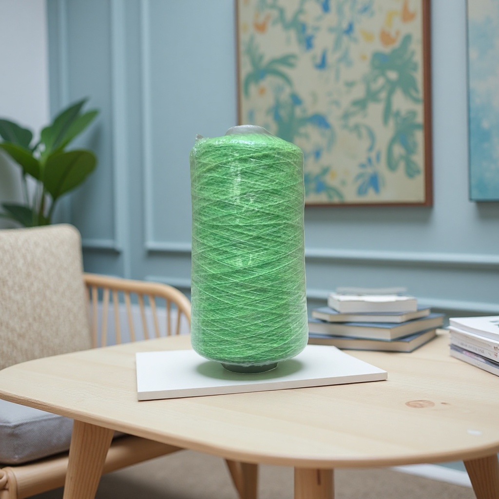 Green yarn, spool, knitted wool, hand crochet, cotton-polyester blend, 100 meters, 103030617 Specification image