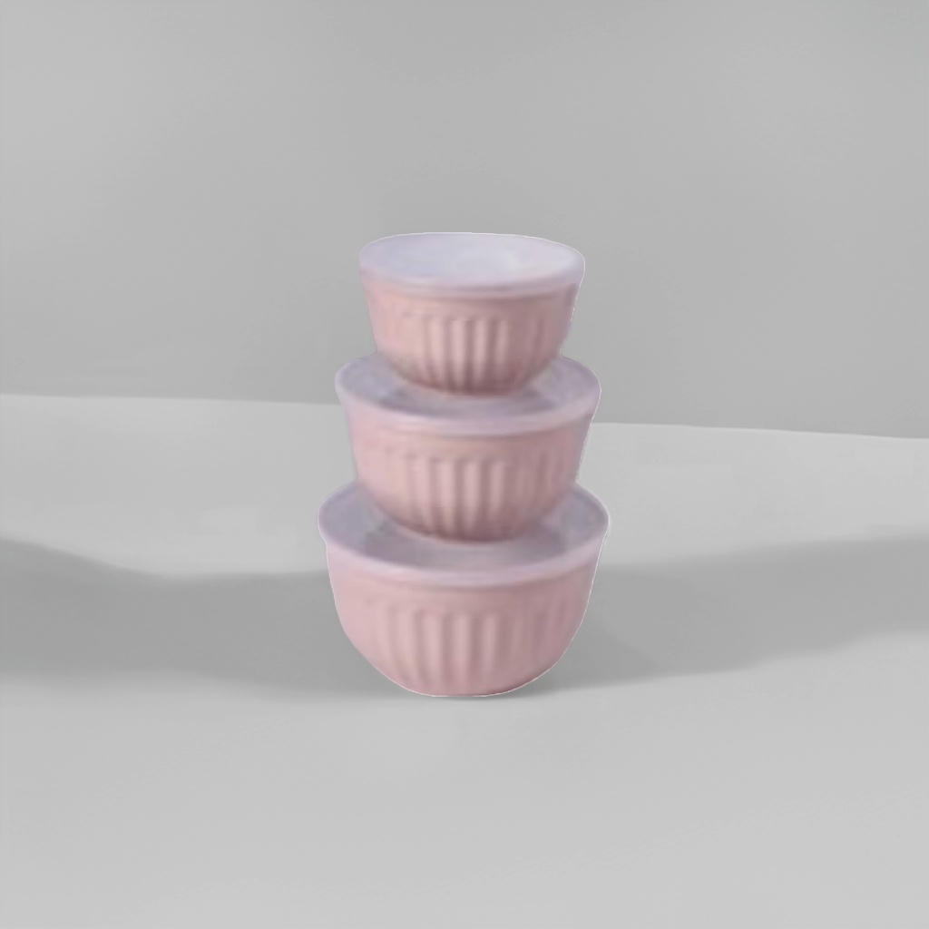 粉色带盖碗 碗陶瓷家用简约餐碗带盖保鲜碗