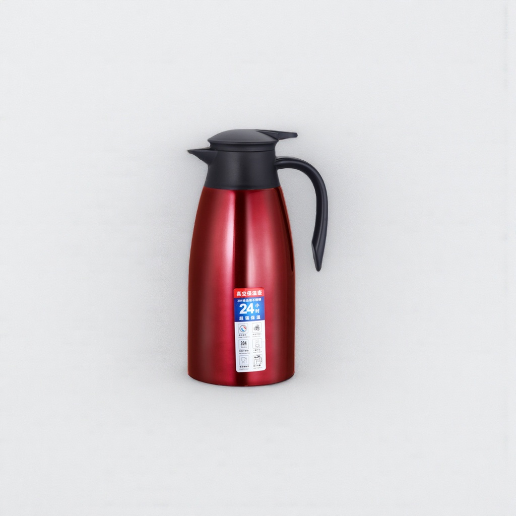 The main body of the red vacuum insulated kettle is a large-capacity stainless steel insulated bottle for household use, and the inner liner is detachable