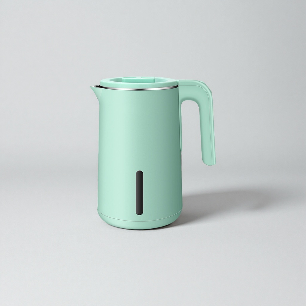 Light green electric kettle, 1500W, quick water boiling, household, heat-insulating and constant-temperature stainless steel details Picture
