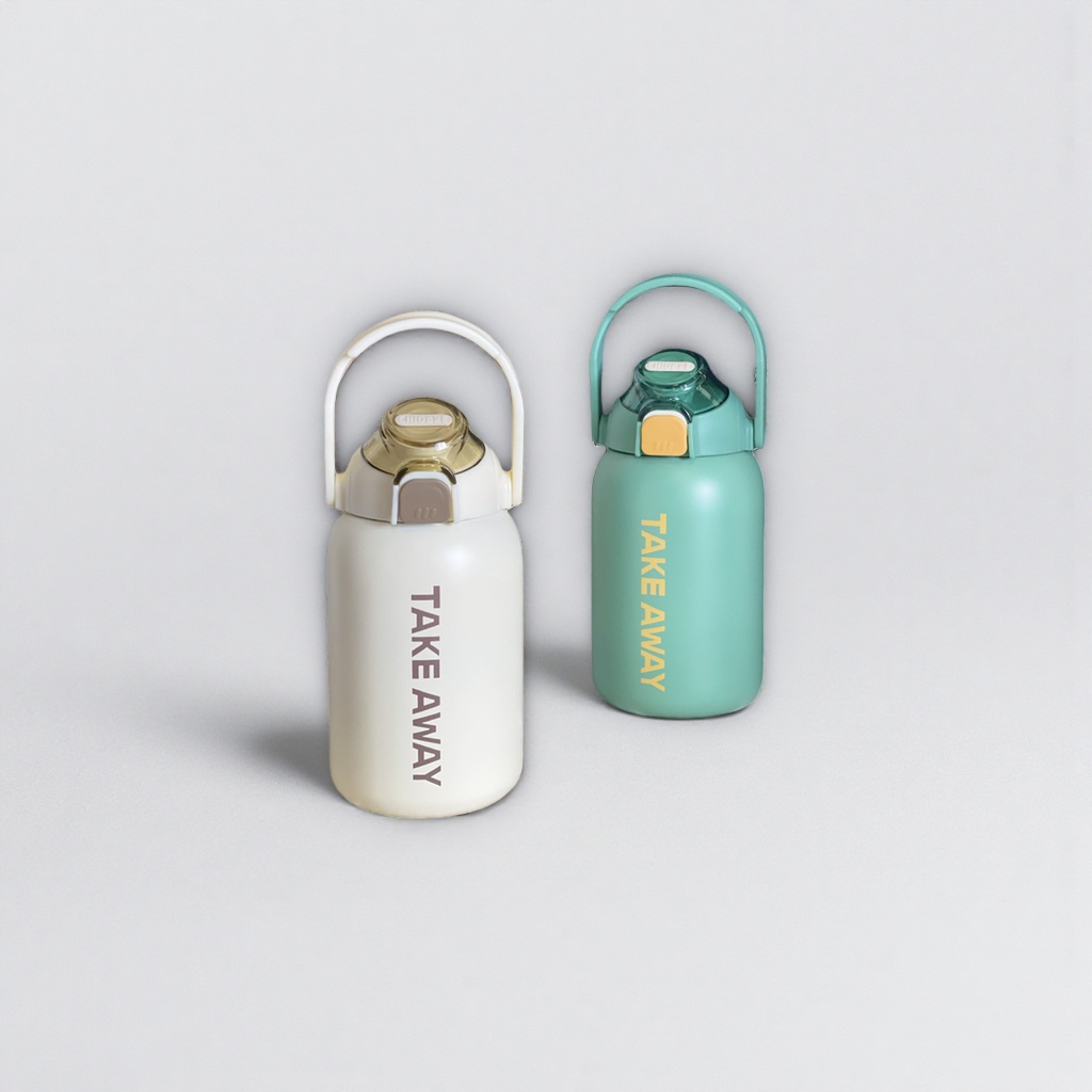 Stainless steel insulated water bottle, 1.5L large capacity, portable for outdoor use